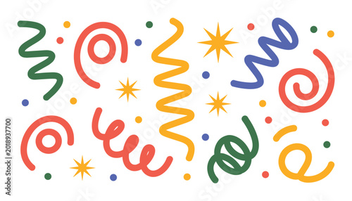 Foto Colorful confetti and starbursts pattern festive celebration design element