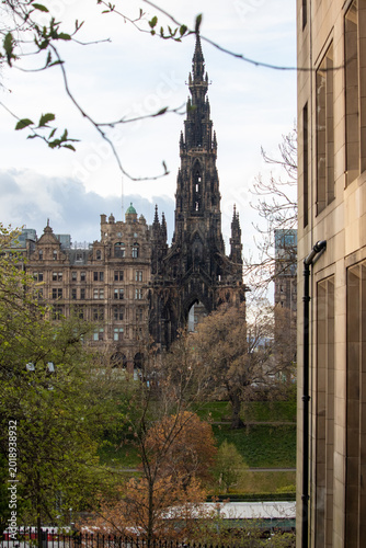 Edinburgh Skyline with Scott Monument and Historic Old Town at Golden Hour