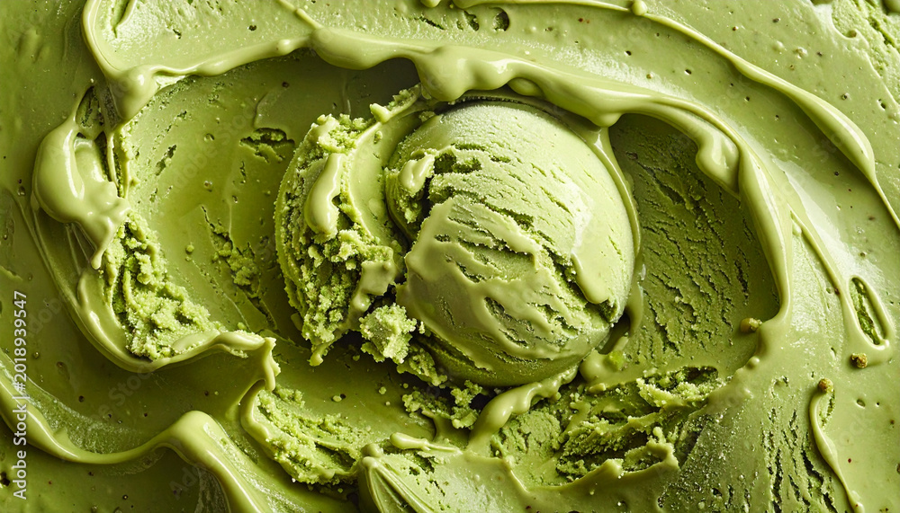 Obraz premium Vibrant green matcha ice cream