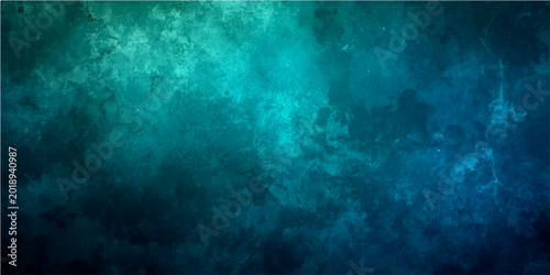 Bild auf Leinwand Vector Abstract, ethereal depiction showcasing textured, layered, swirling, watercolor-like gradients of deep blue and teal, evoking a sense of tranquil depth and atmospheric abstraction