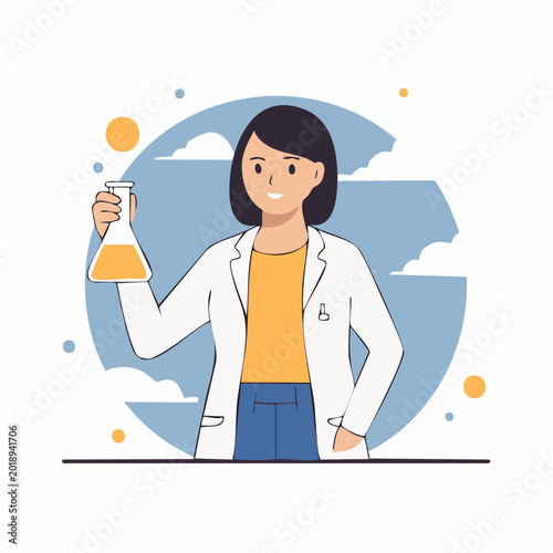 Scientist Holding Flask with Yellow Liquid