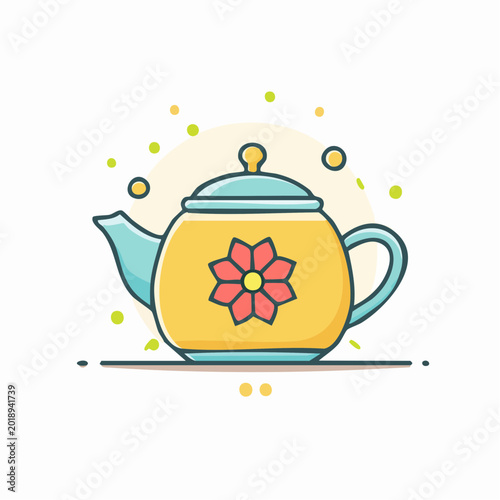Stylized Teapot with Flower Decoration