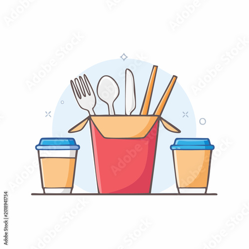 Takeaway Food and Drinks Illustration