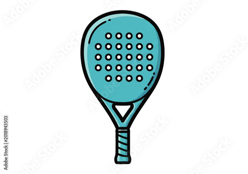 Blue padel tennis racket icon isolated on white background