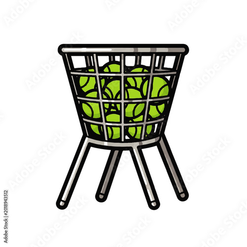 Tennis ball hopper full of balls for practice and training