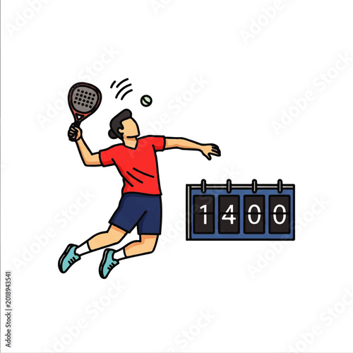 Athletic Male Player Performing Padel Smash Beside Scoreboard