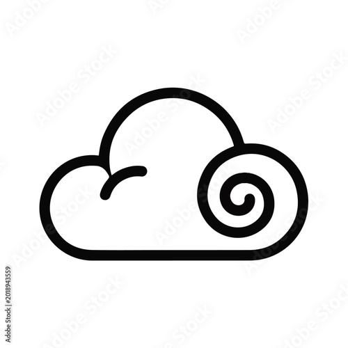 Minimalist cloud icon with decorative spiral line art