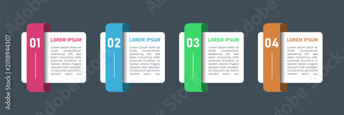 Schilderij op canvas Modern colorful numbered step infographic panels with placeholder text on gradie