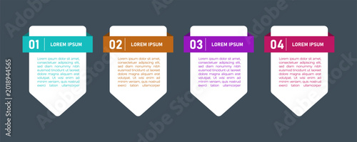 Billede på lærred Modern colorful step progress infographic design with numbered sections and plac