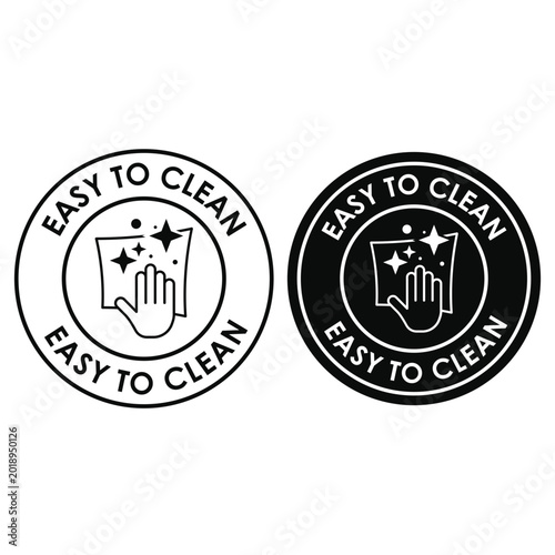 Fényképezés Easy to Clean Circular Stamp Icon for Product Packaging Indicating Hassle-Free S