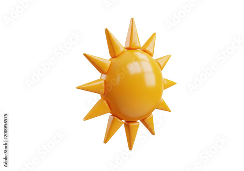 3d render of a yellow sun icon isolated on transparent background
