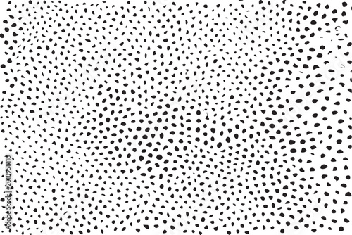 Small uneven spots and particles of debris. Abstract vector texture.  Distressed uneven background. Grunge texture overlay with fine grains isolated on white background. Vector illustration. EPS10.