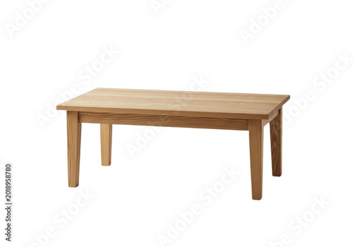 Wooden coffee table isolated on transparent background