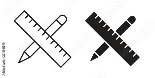 Fotografie Pencil and ruler icon vector design elements