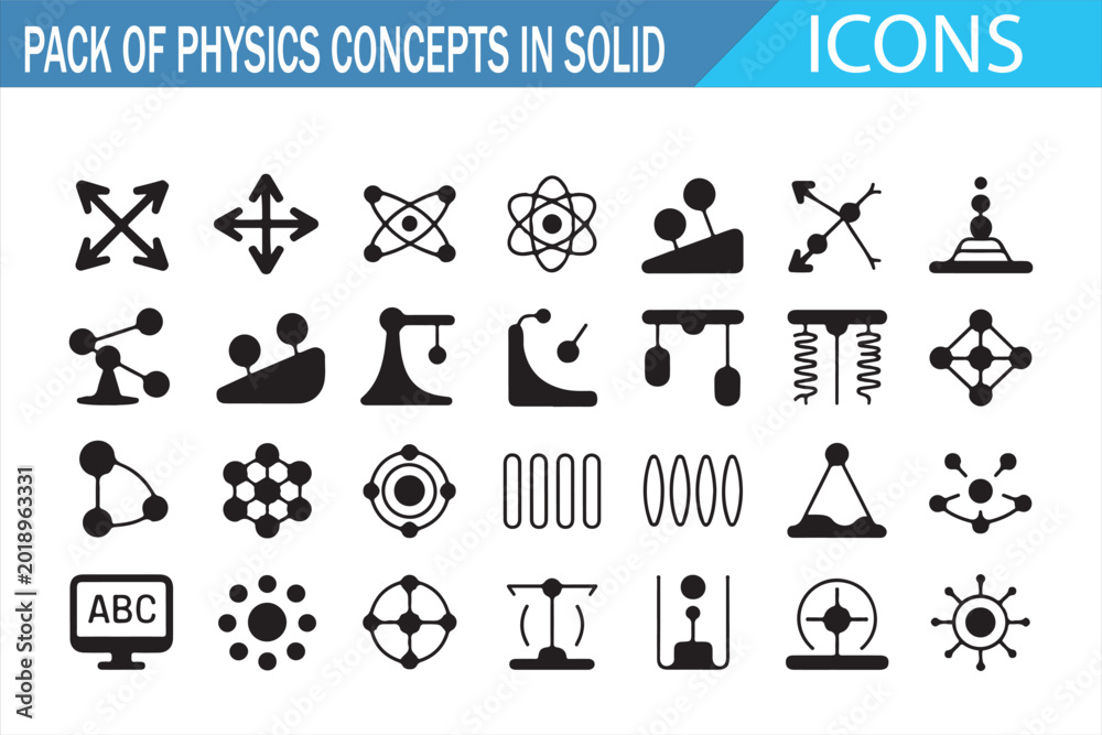 Obraz premium Physics Formula and Experiment Icon Set