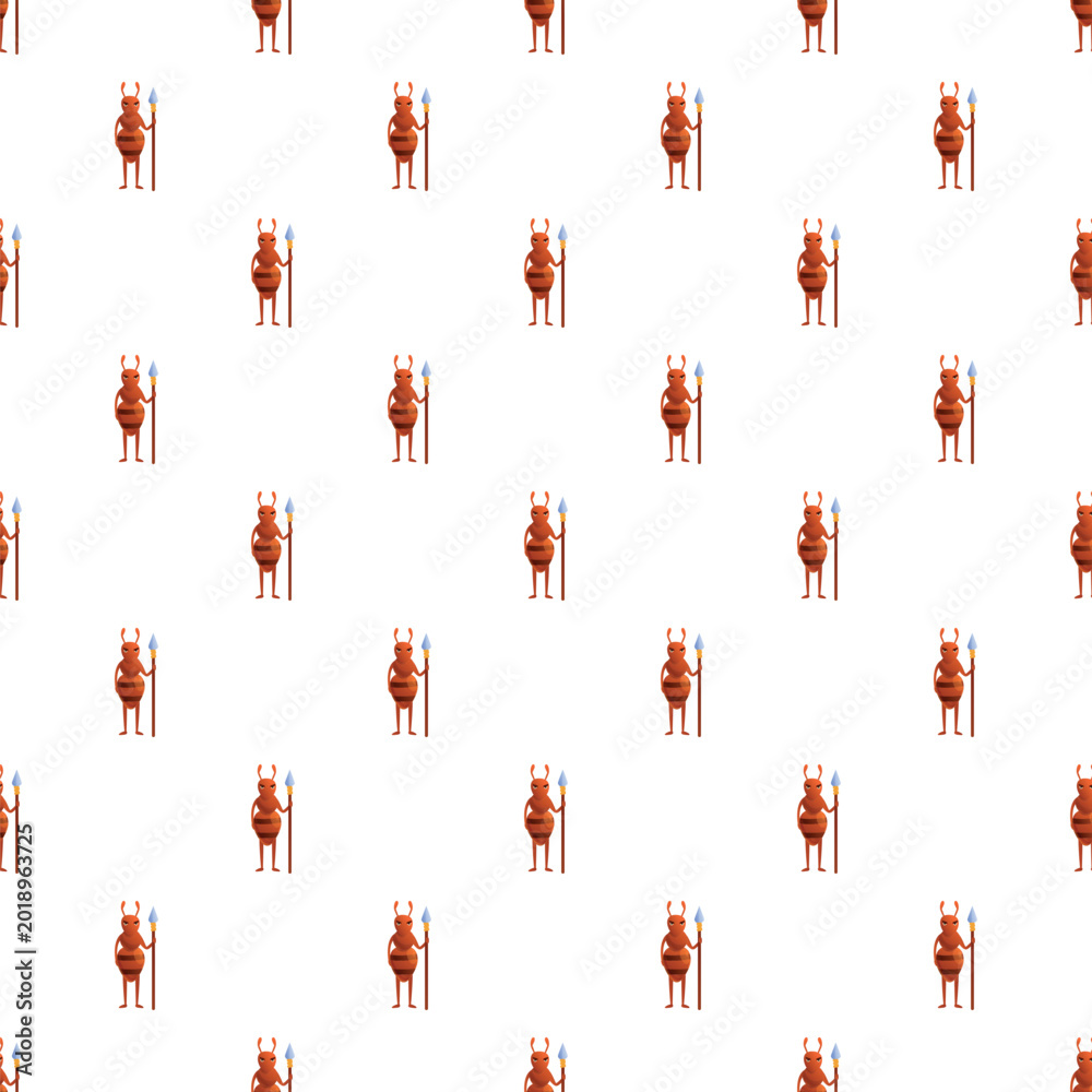 Obraz premium Ant character guards colony, symbolizing protection and defense in a seamless pattern