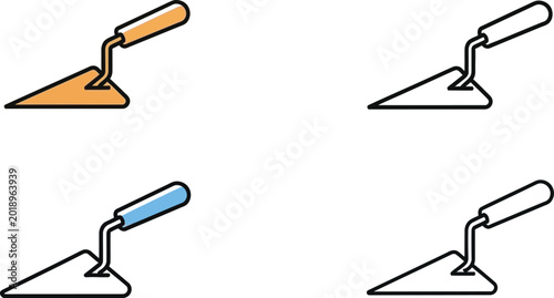 Fotografie Set of simple flat design trowel icons vector illustration for construction maso