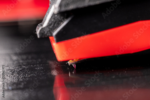 Vászonkép Extreme close-up of a turntable stylus on a vinyl record surface