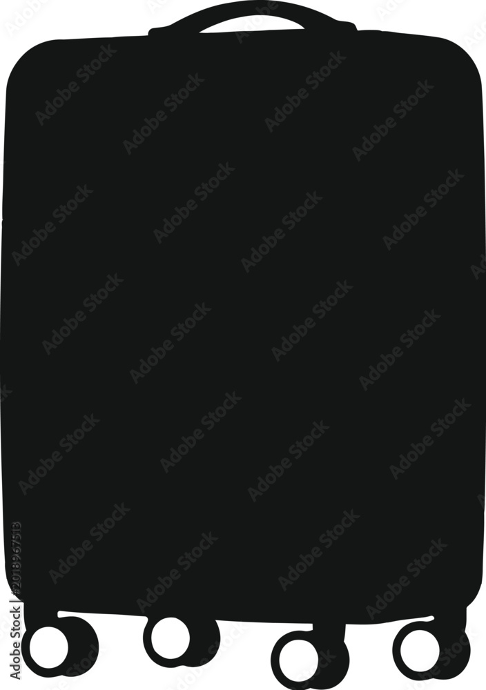Fototapeta premium Silhouette of a black suitcase on wheels for travel and luggage design