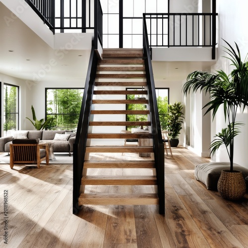 Modern Staircase in a Contemporary Home With Open Space and Natural Light