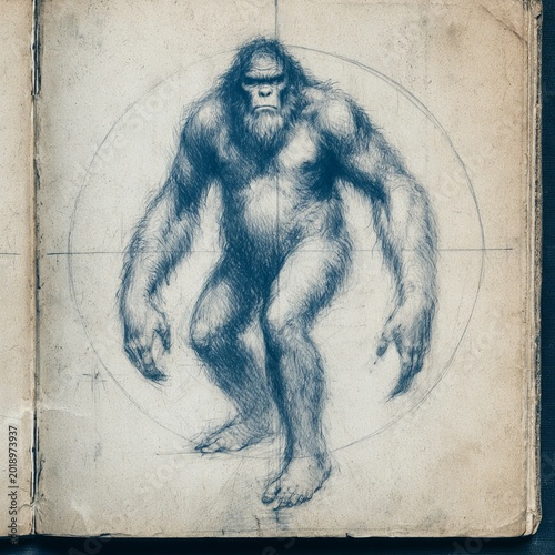 Sasquatch old style sketch hi-res 8K