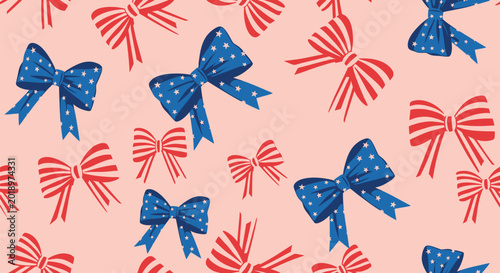 Independence day vector pattern patriotic bows with stars and stripes