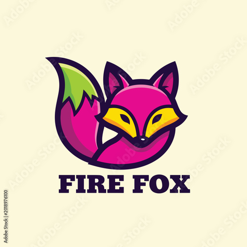 Creative vector logo design of a stylized colorful fox head illustration.