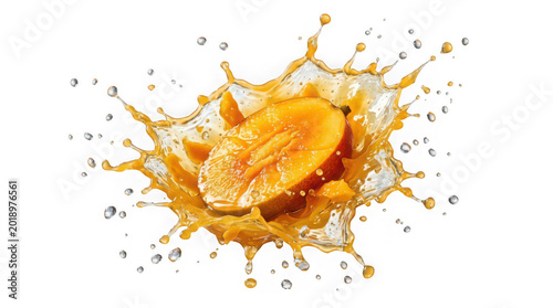 Fresh Mango Splash Explosion with Juicy Tropical Fruit in Dynamic Liquid Burst Isolated on Transparent Background