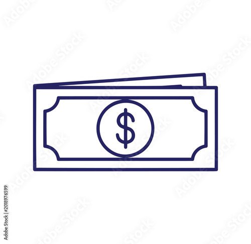 Dollar bill icon with dollar sign, simple line art for finance and money concepts