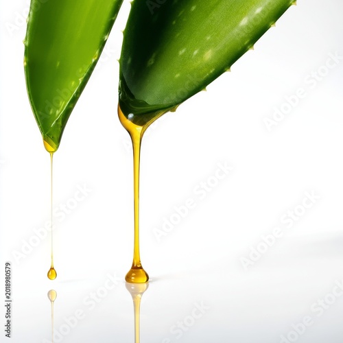 Aloe Vera Plant With Gel Dripping From Its Leaves on a White Surface