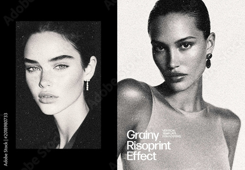 Grainy Risoprint Photo Effect – Sepia for Poster & Social Media (PSD)