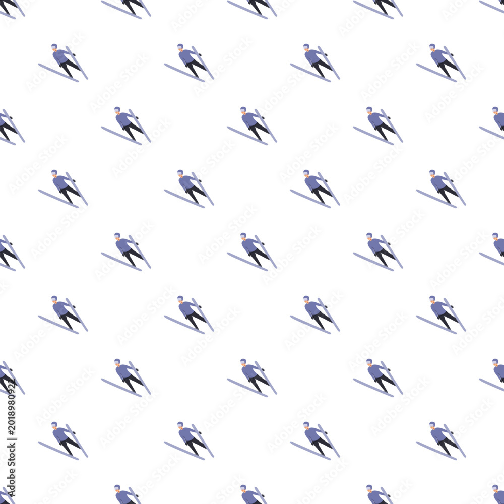 Obraz premium Ski jumpers creating a repeating pattern representing winter sports