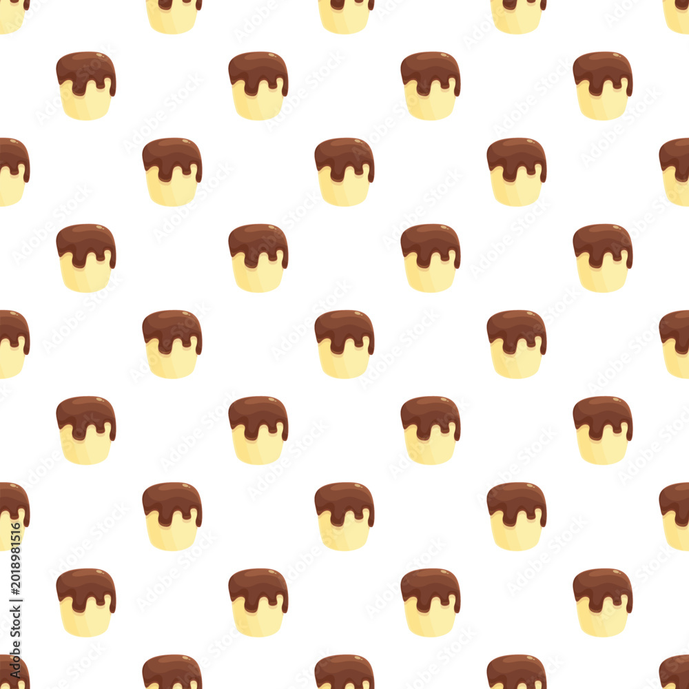 Obraz premium Cute pudding desserts with chocolate topping forming a repeating pattern