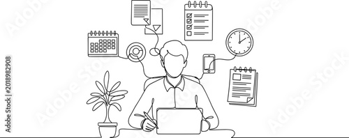 Businessperson managing tasks, schedule, deadlines, and time with digital tools and planner