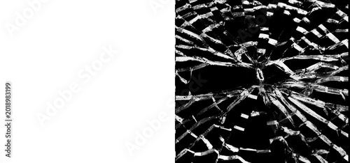 Foto A closeup view of a shattered glass surface with sharp fragments radiating outwa