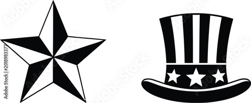 Obraz na płótnie Independence day vector graphics patriotic star and uncle sam hat