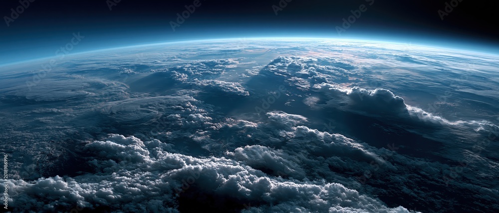 Fototapeta premium Breathtaking Aerial View of Earth's Atmosphere and Clouds from Space
