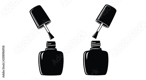 Nail polish bottles with brush black and white silhouette high quality