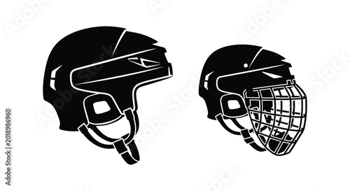 Photography Ice hockey helmets silhouette on a white background high quality professional