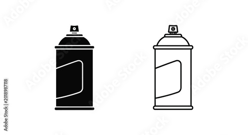 Spray can silhouette black and white line art illustration high quality