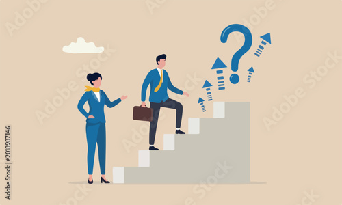 Quadro su tela Employee teams together career development concept, supportive businesswoman man