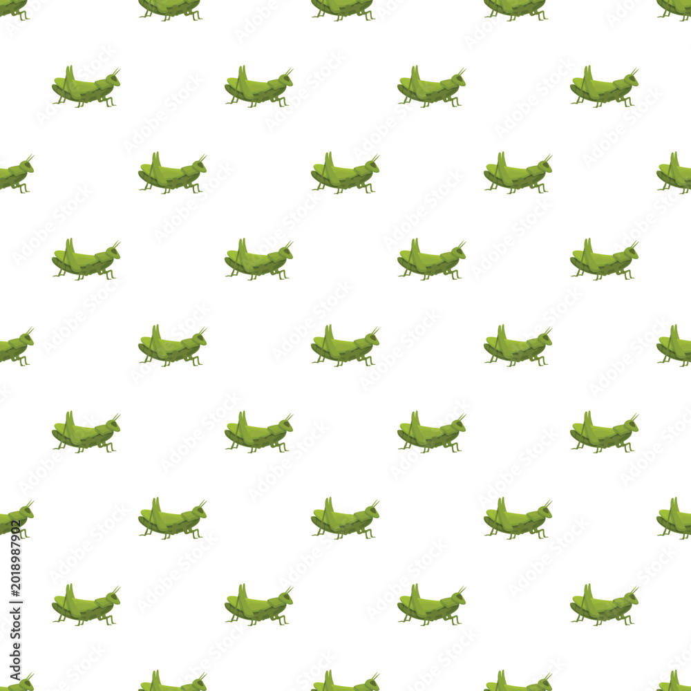 Fototapeta premium Green grasshoppers forming a seamless pattern on a white background