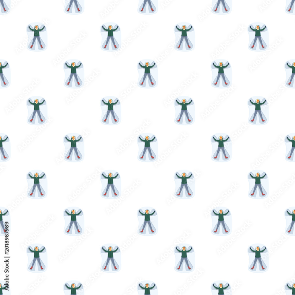 Fototapeta premium Snow angel pattern repeating on a white background creating a festive winter design