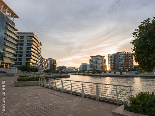 Scenic View of Al Raha Beach Area at Sunset in Abu Dhabi, UAE