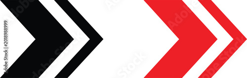 Free Download Set of two chevron arrows pointing right, one black and one red, indicating direction or progress - GFXLoad