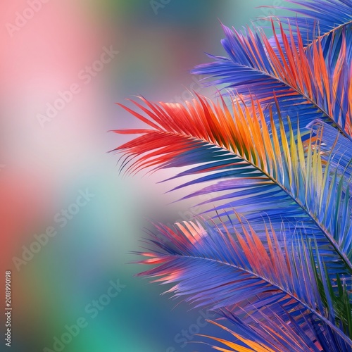 Colorful Palm Leaves in a Soft Background During Bright Daylight Hours