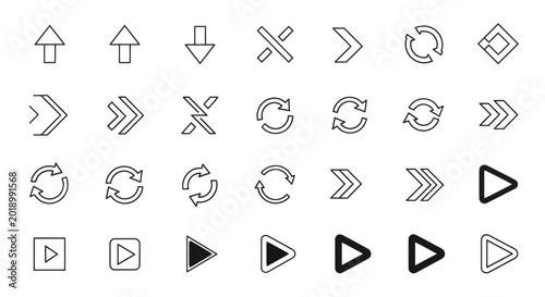 Arrow icon set for digital navigation