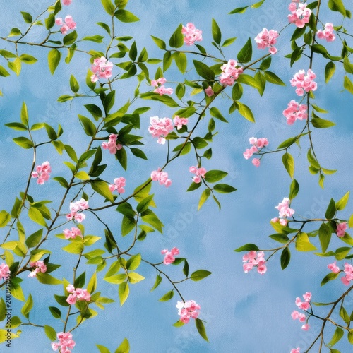 Branches With Pink Flowers Under a Bright Blue Sky