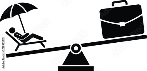 Foto Work Life Balance, Business and Leisure, Scale Icons, Vector Graphic
