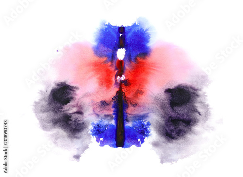 Vászonkép Photo colorful inkblot projective test isolated on white background, clipping pa